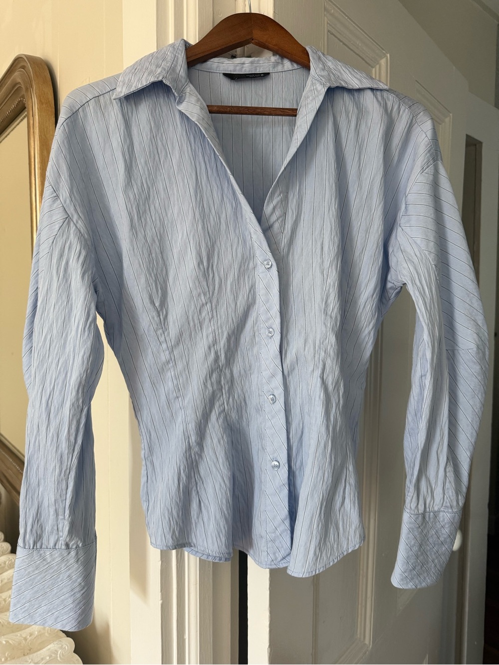 Zara Light Blue Pinstripe Shirt